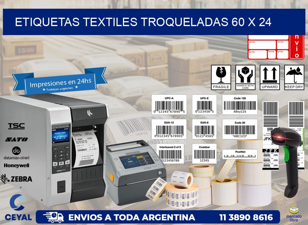 ETIQUETAS TEXTILES TROQUELADAS 60 x 24
