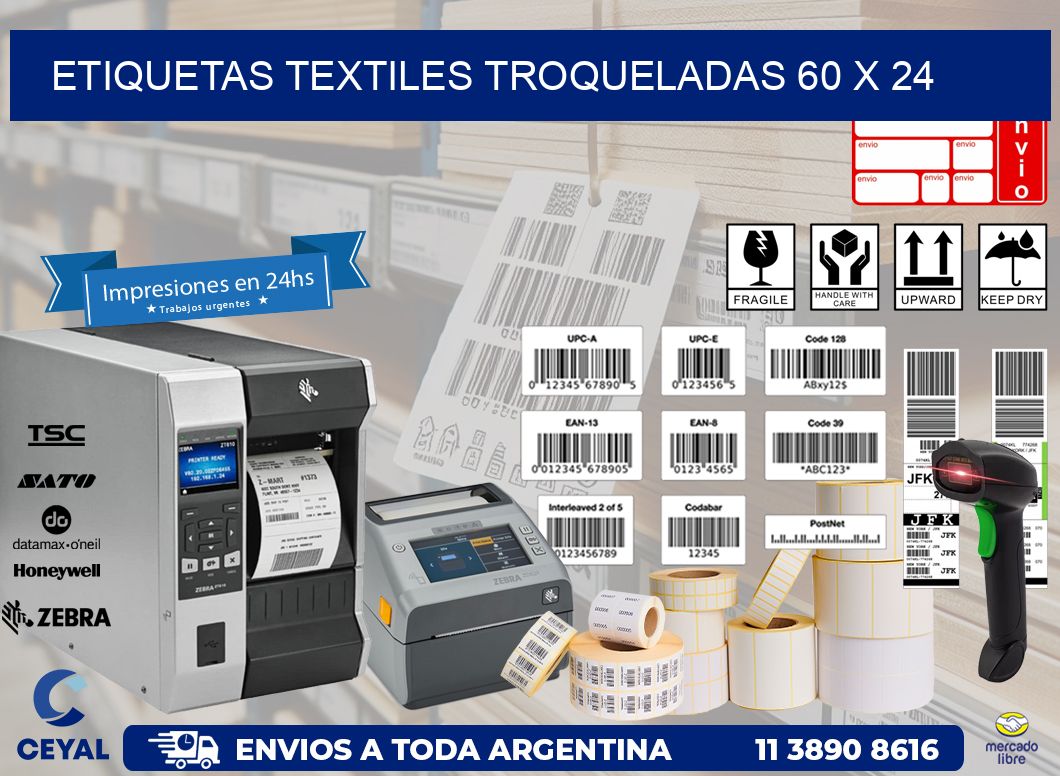 ETIQUETAS TEXTILES TROQUELADAS 60 x 24