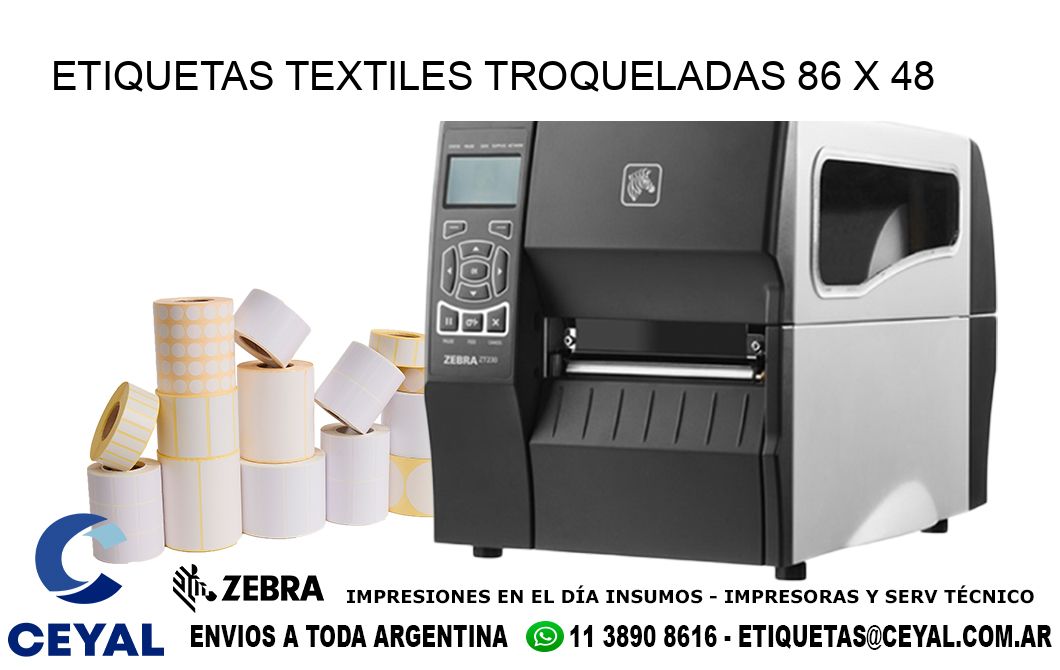 ETIQUETAS TEXTILES TROQUELADAS 86 x 48