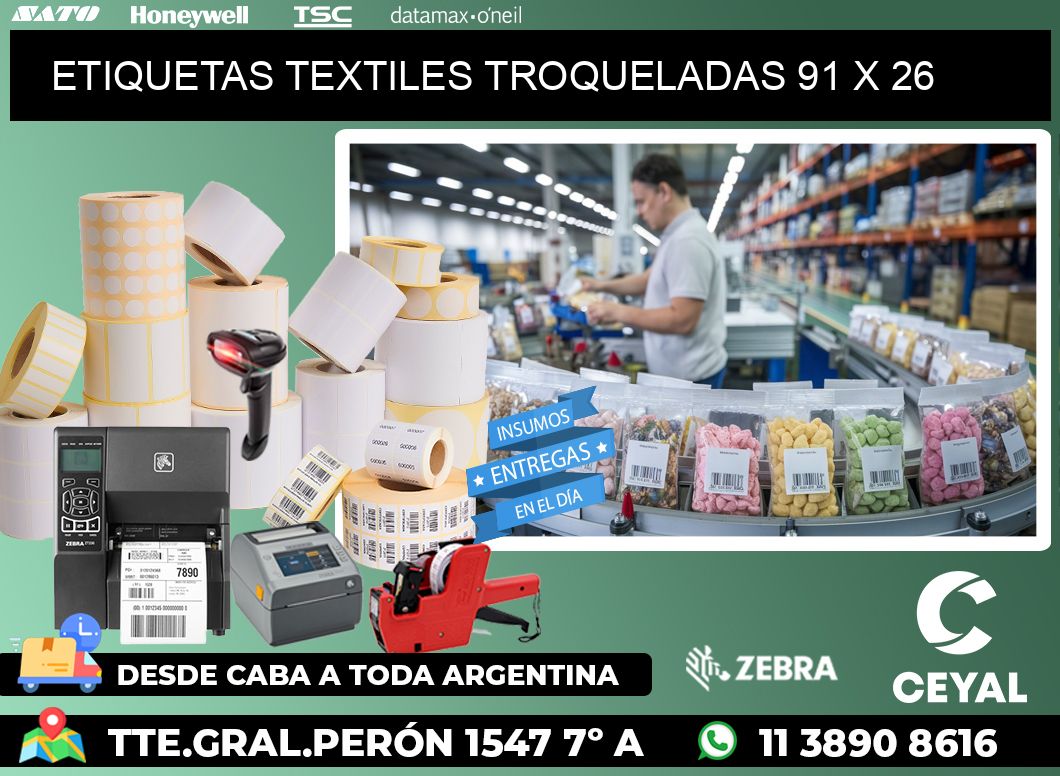 ETIQUETAS TEXTILES TROQUELADAS 91 x 26