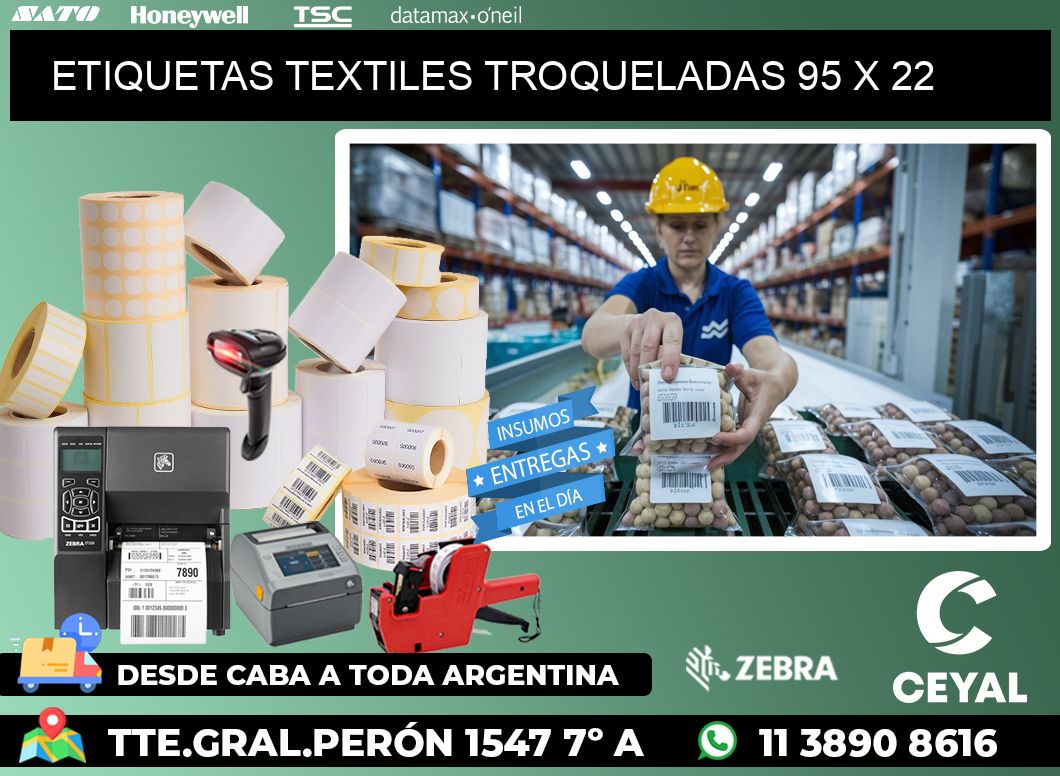 ETIQUETAS TEXTILES TROQUELADAS 95 x 22