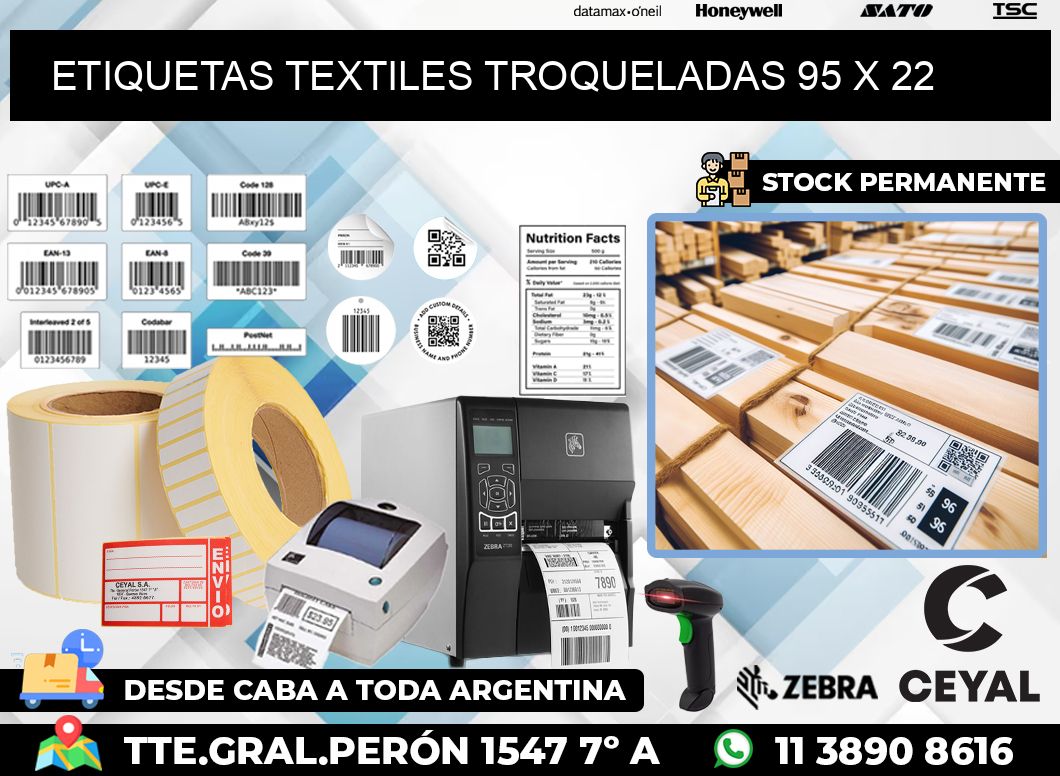 ETIQUETAS TEXTILES TROQUELADAS 95 x 22