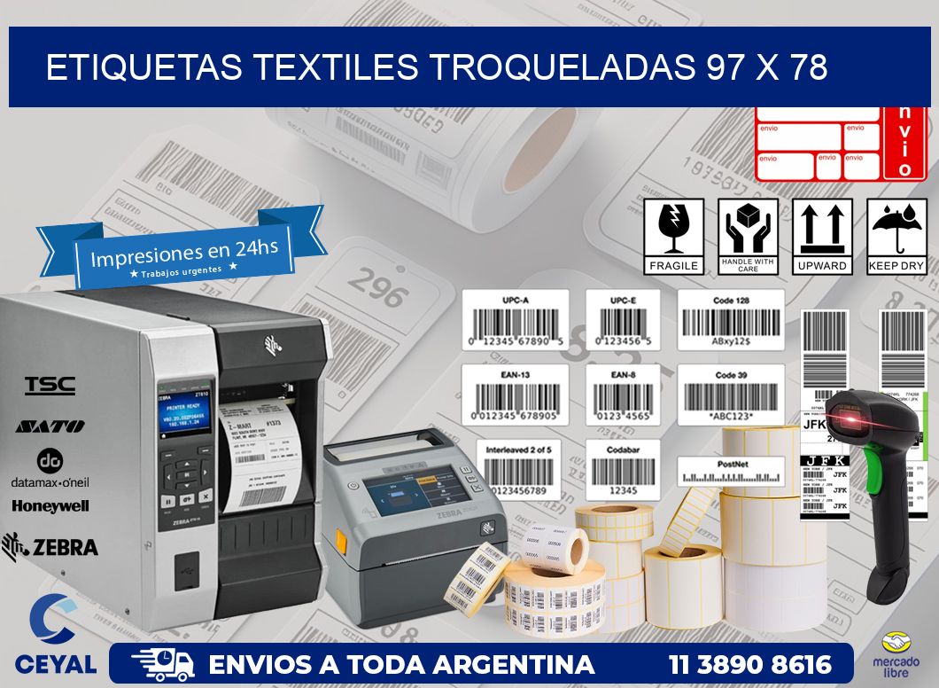 ETIQUETAS TEXTILES TROQUELADAS 97 x 78