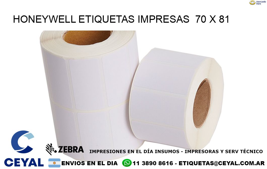 HONEYWELL ETIQUETAS IMPRESAS  70 x 81