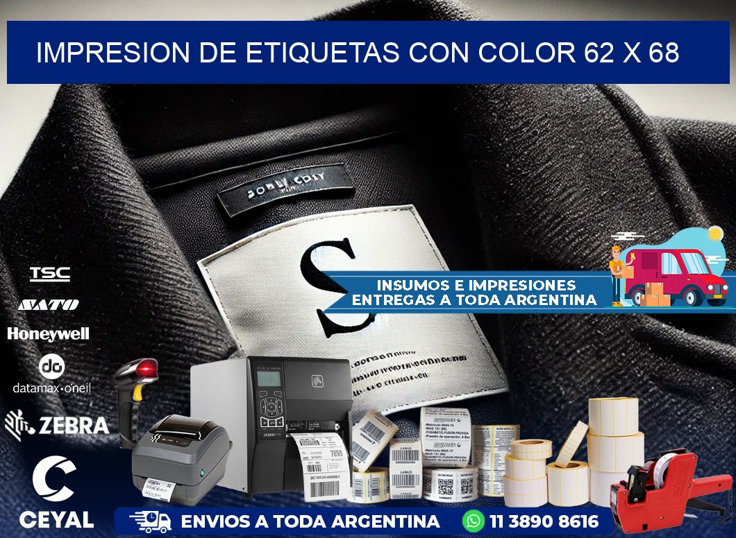 IMPRESION DE ETIQUETAS CON COLOR 62 x 68