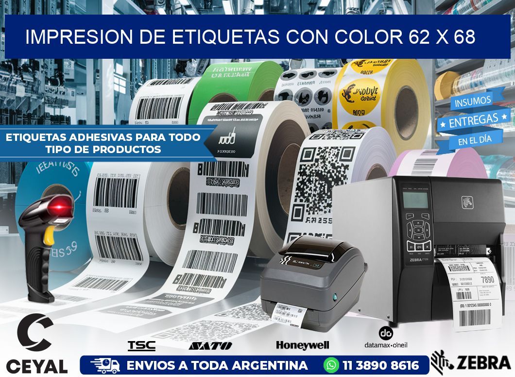 IMPRESION DE ETIQUETAS CON COLOR 62 x 68