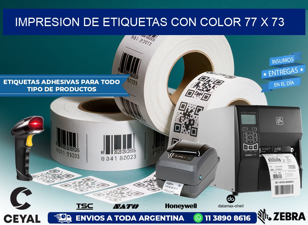IMPRESION DE ETIQUETAS CON COLOR 77 x 73