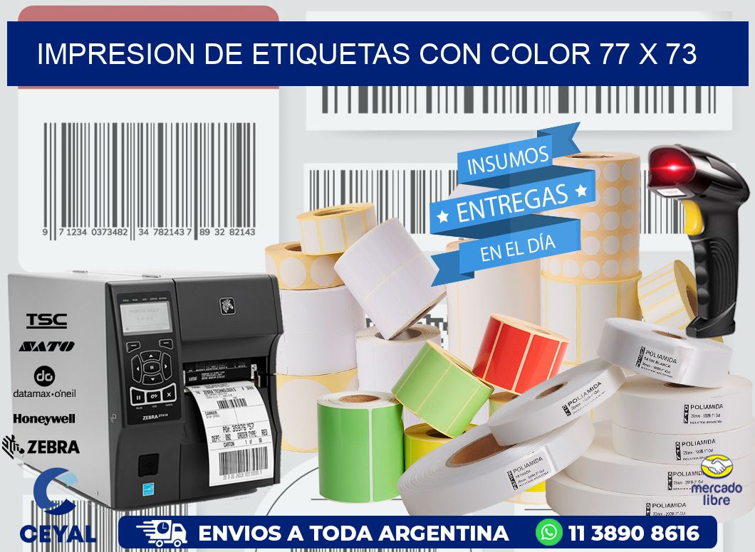 IMPRESION DE ETIQUETAS CON COLOR 77 x 73