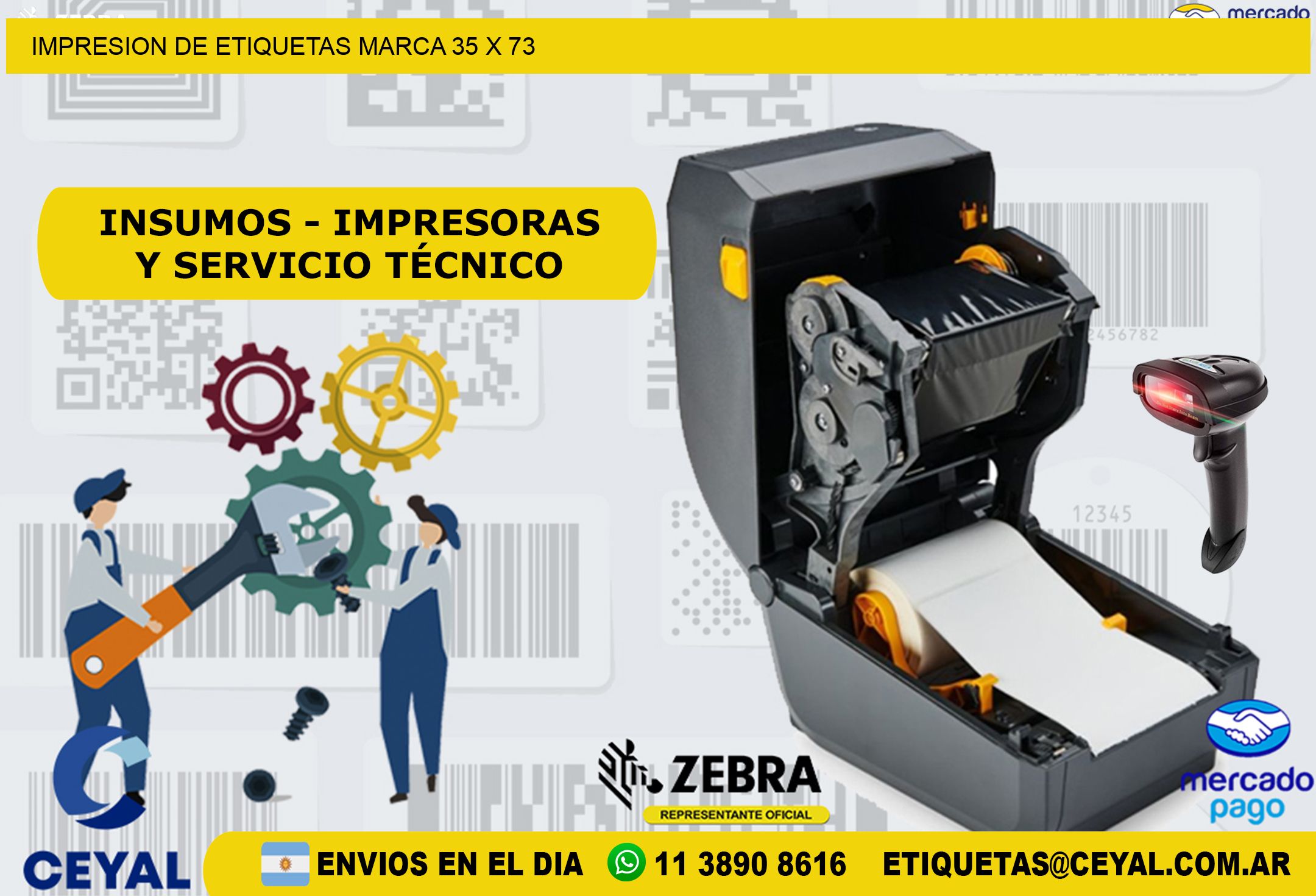 IMPRESION DE ETIQUETAS MARCA 35 x 73