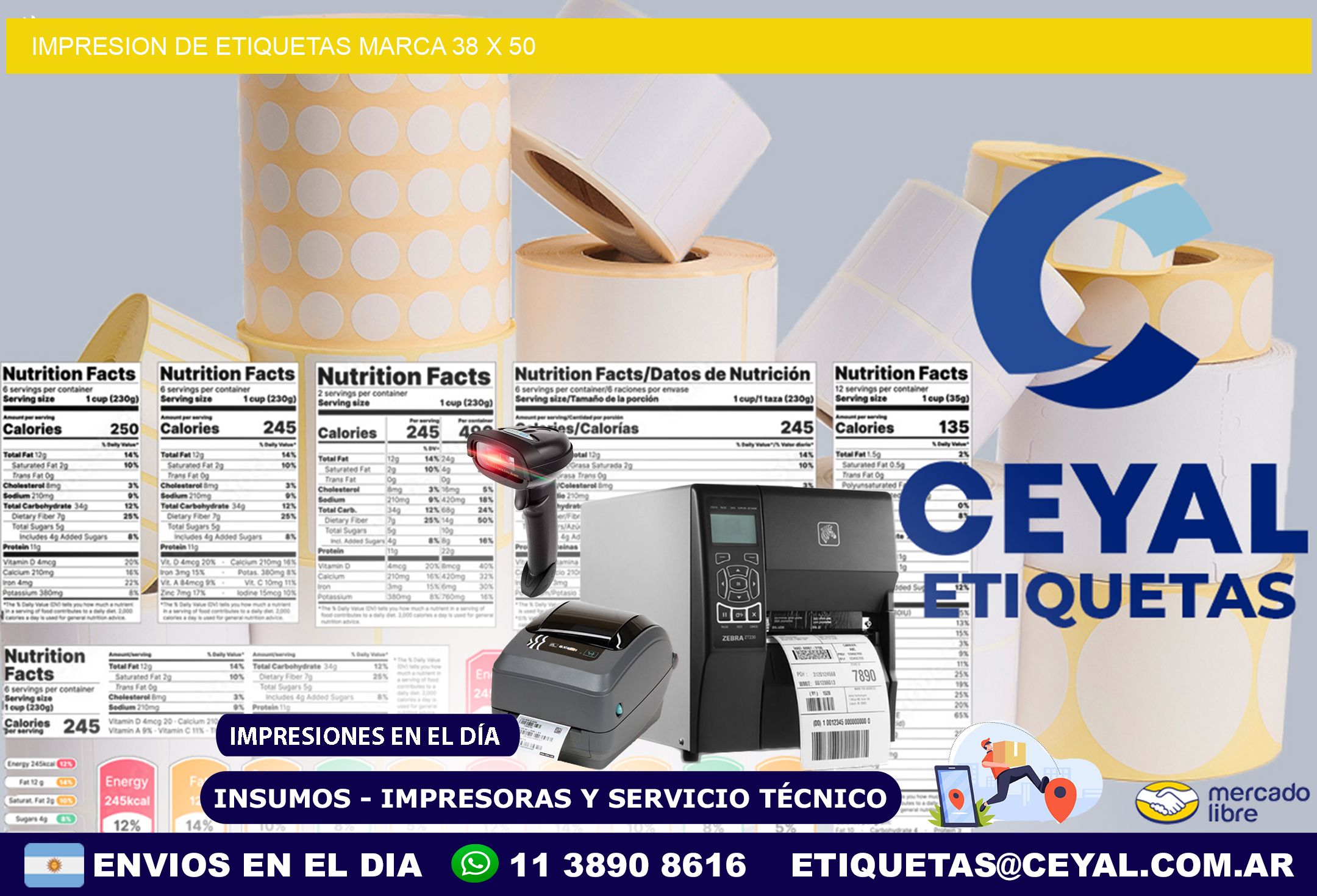 IMPRESION DE ETIQUETAS MARCA 38 x 50