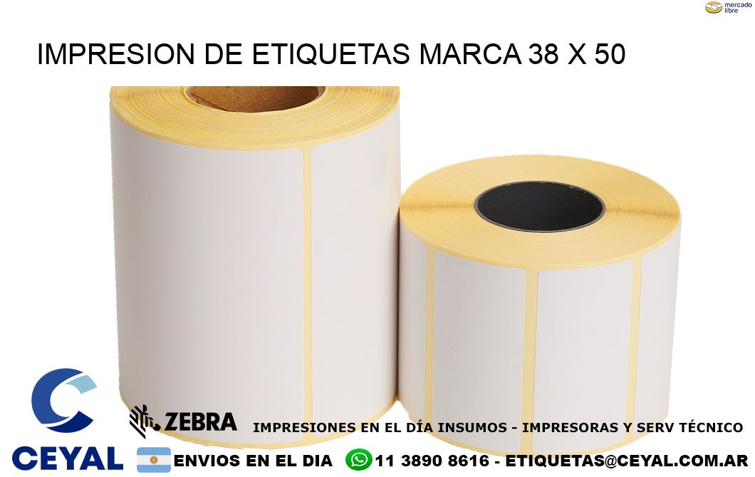IMPRESION DE ETIQUETAS MARCA 38 x 50
