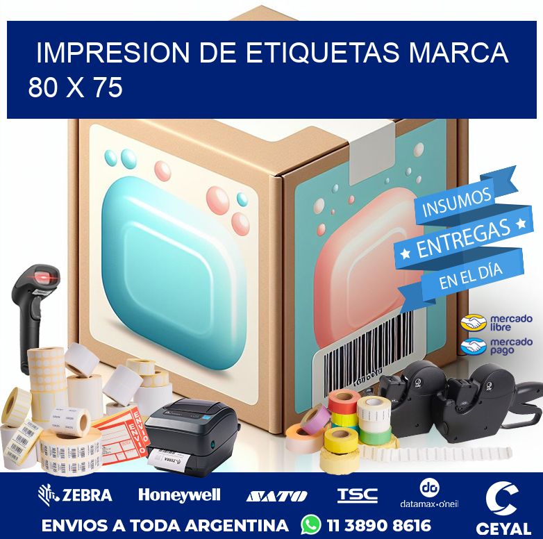 IMPRESION DE ETIQUETAS MARCA 80 x 75
