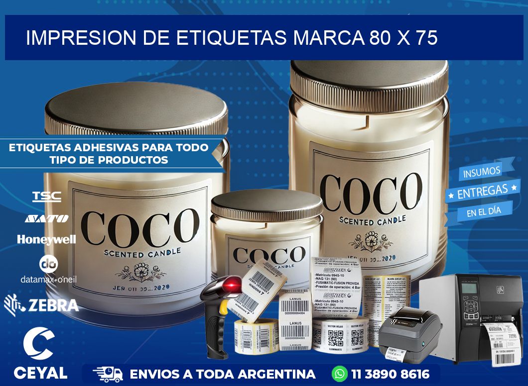 IMPRESION DE ETIQUETAS MARCA 80 x 75