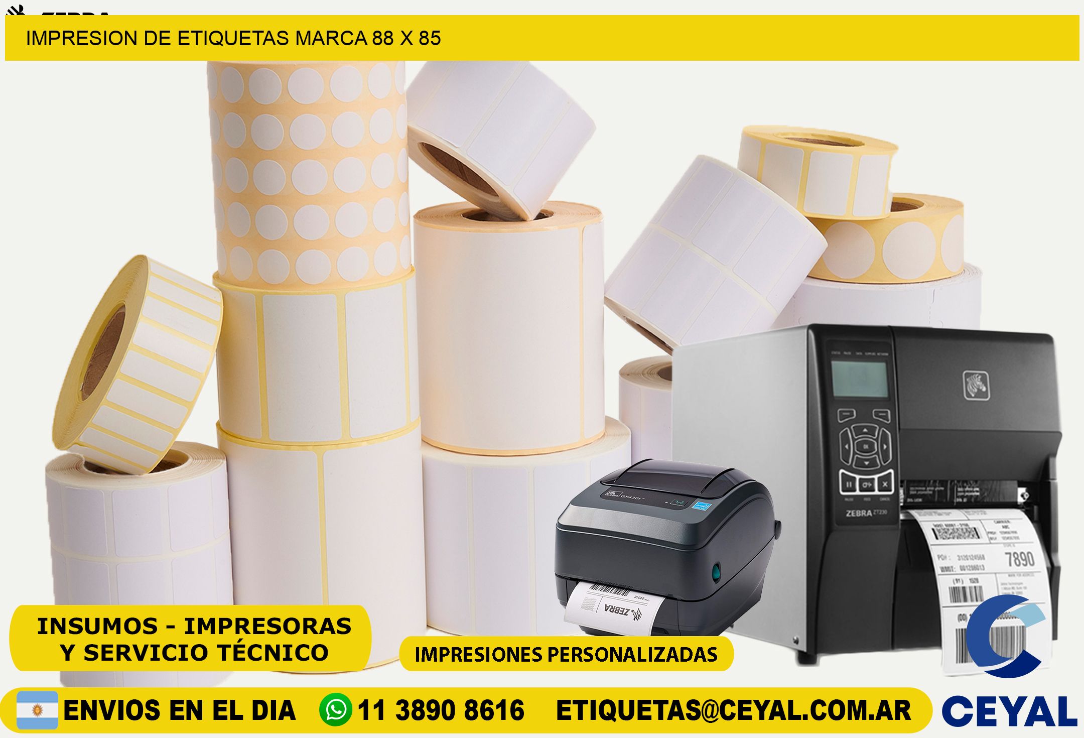 IMPRESION DE ETIQUETAS MARCA 88 x 85