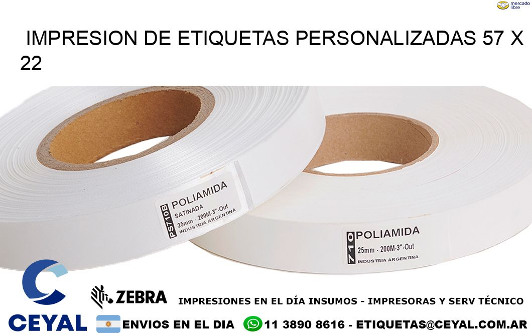 IMPRESION DE ETIQUETAS PERSONALIZADAS 57 x 22