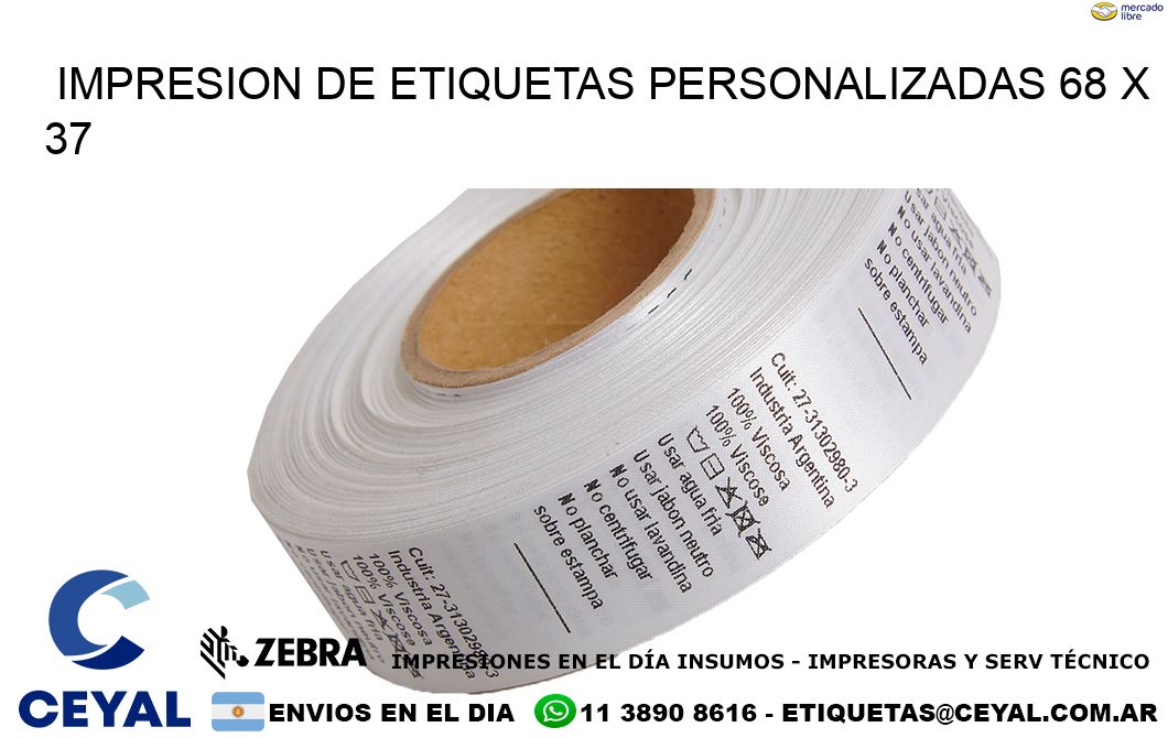 IMPRESION DE ETIQUETAS PERSONALIZADAS 68 x 37