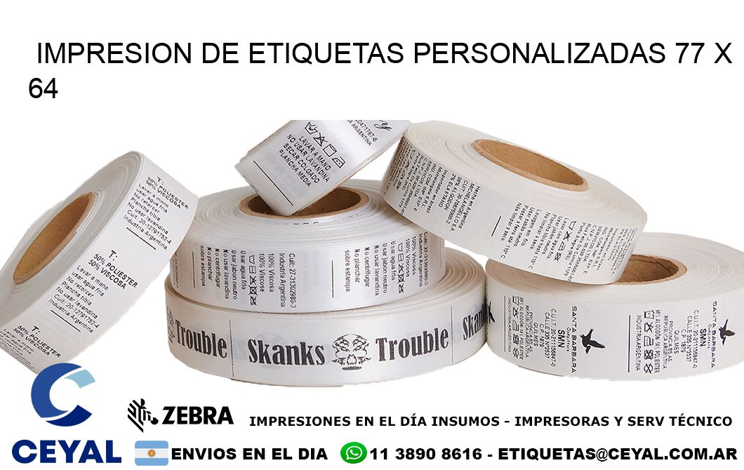 IMPRESION DE ETIQUETAS PERSONALIZADAS 77 x 64