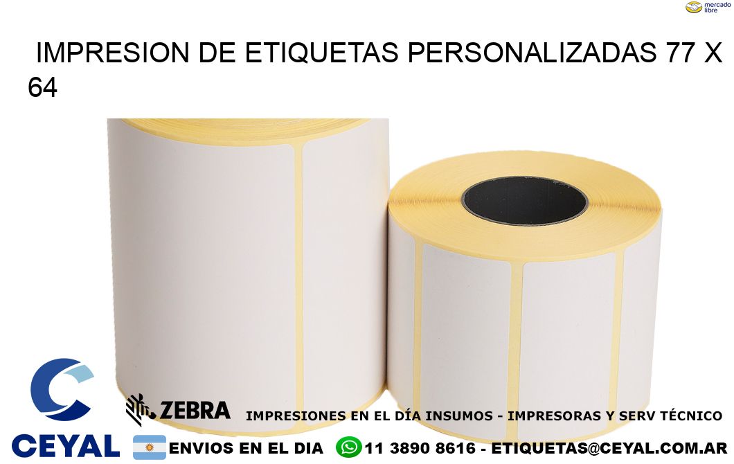 IMPRESION DE ETIQUETAS PERSONALIZADAS 77 x 64