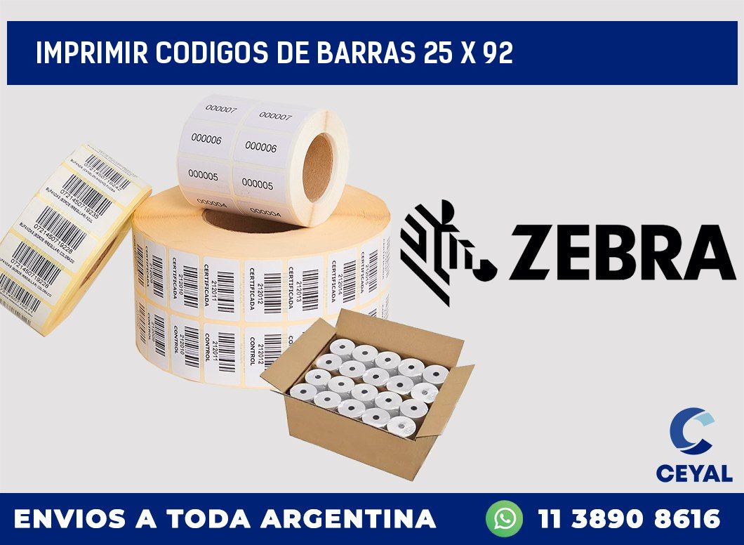 IMPRIMIR CODIGOS DE BARRAS 25 x 92