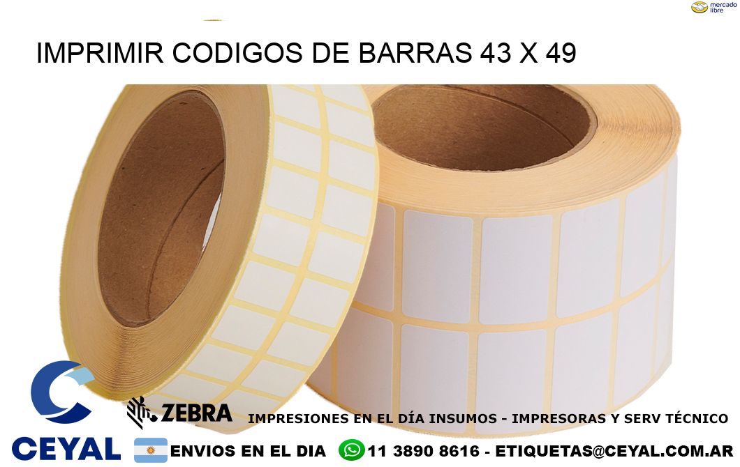 IMPRIMIR CODIGOS DE BARRAS 43 x 49