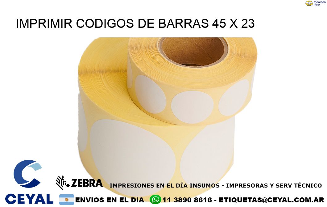 IMPRIMIR CODIGOS DE BARRAS 45 x 23