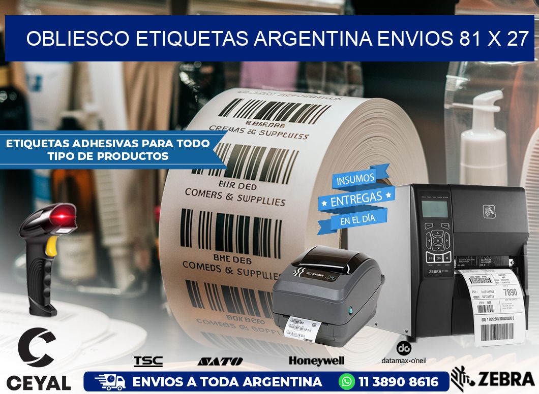 OBLIESCO ETIQUETAS ARGENTINA ENVIOS 81 x 27