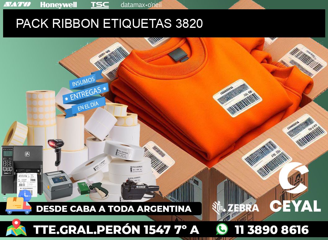 PACK RIBBON ETIQUETAS 3820