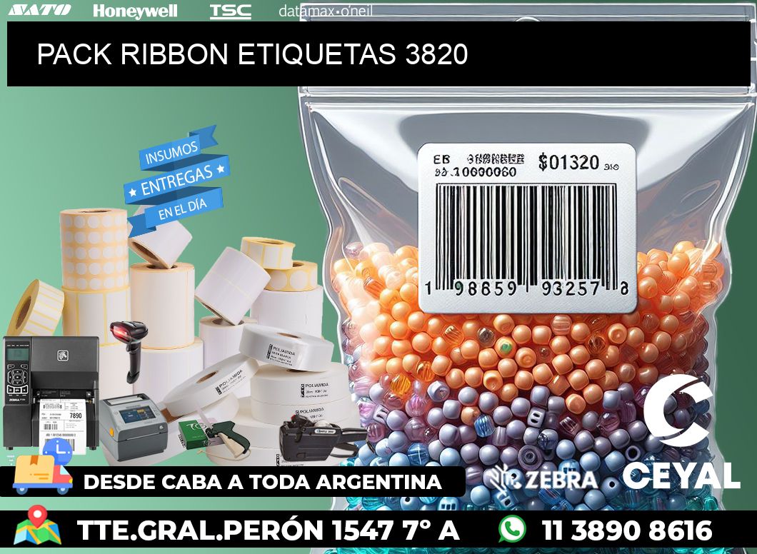 PACK RIBBON ETIQUETAS 3820