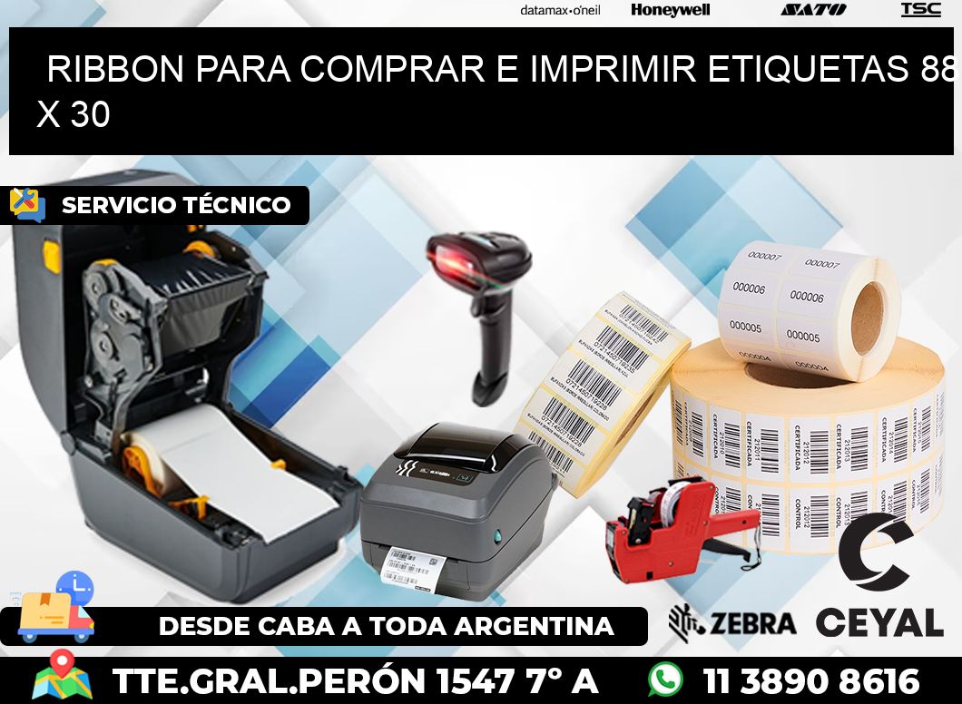 RIBBON PARA COMPRAR E IMPRIMIR ETIQUETAS 88 x 30