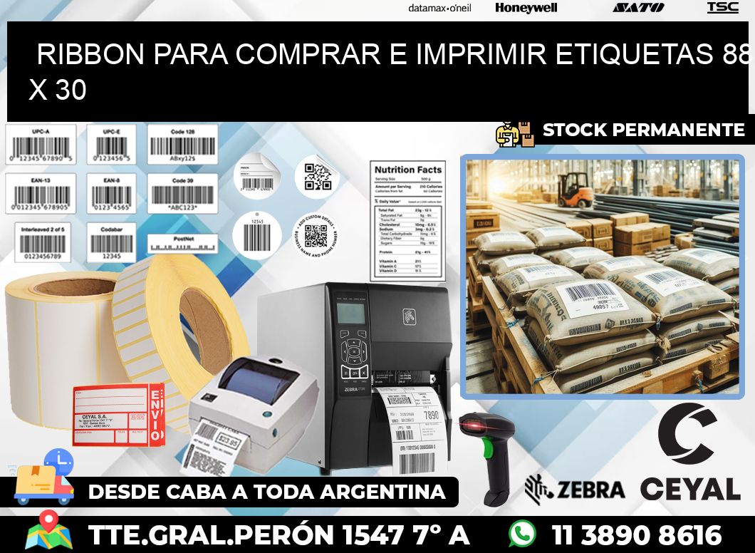 RIBBON PARA COMPRAR E IMPRIMIR ETIQUETAS 88 x 30