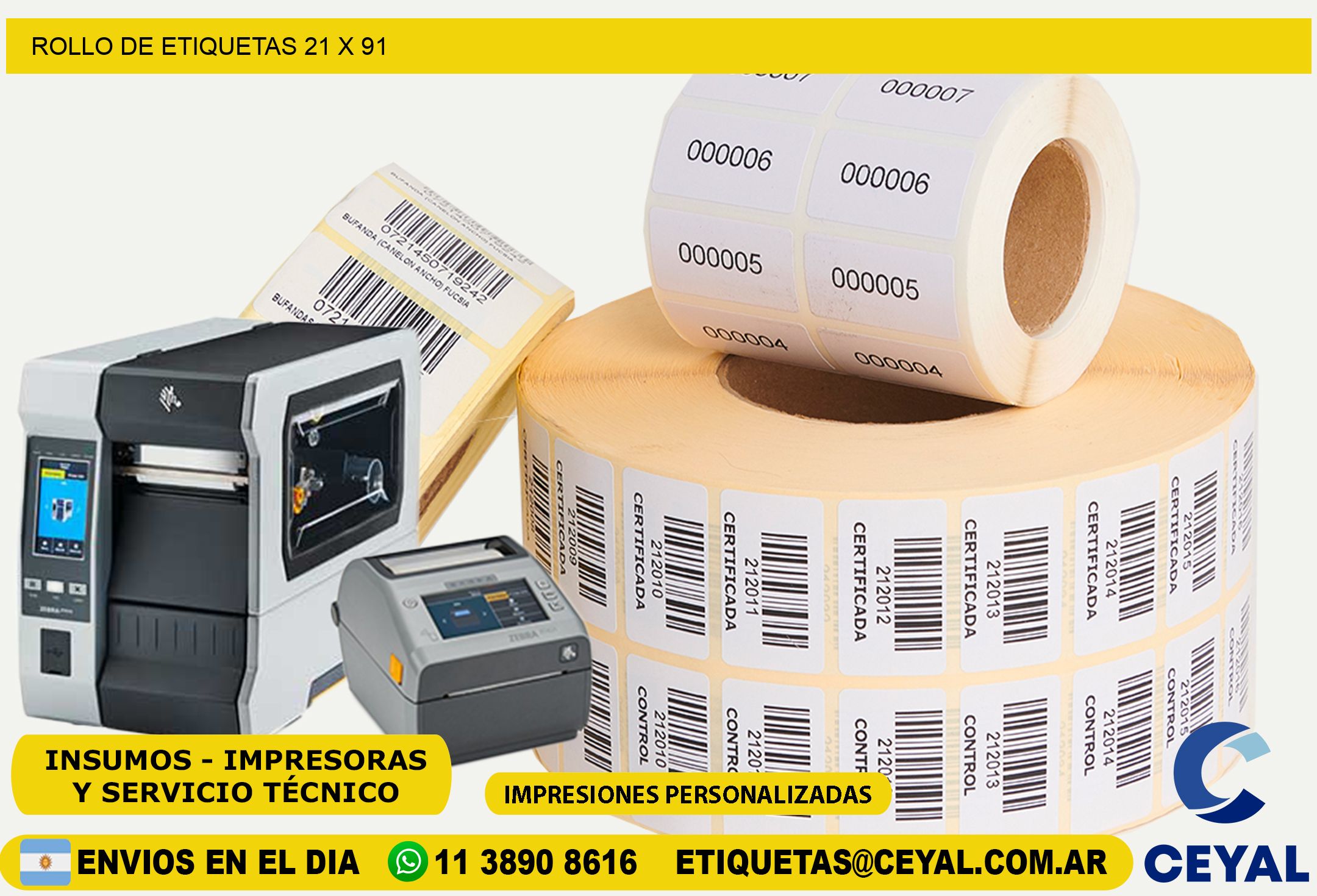 ROLLO DE ETIQUETAS 21 x 91
