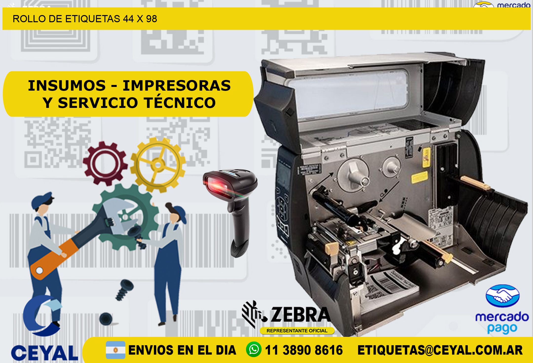 ROLLO DE ETIQUETAS 44 x 98