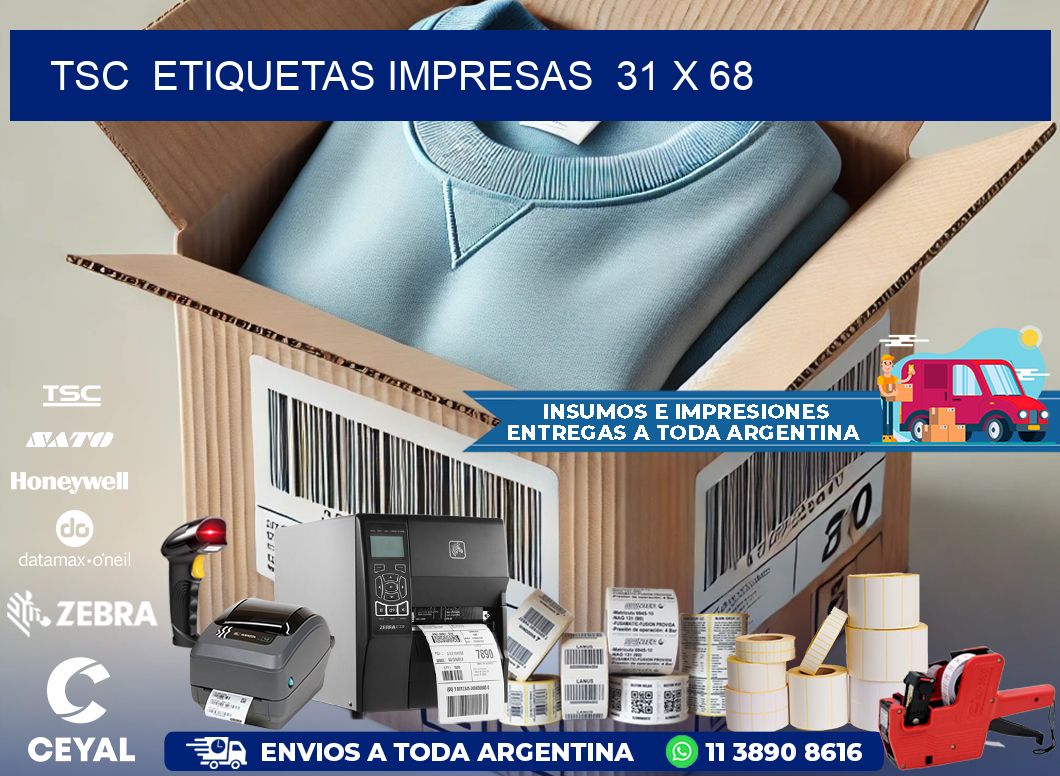 TSC  ETIQUETAS IMPRESAS  31 x 68