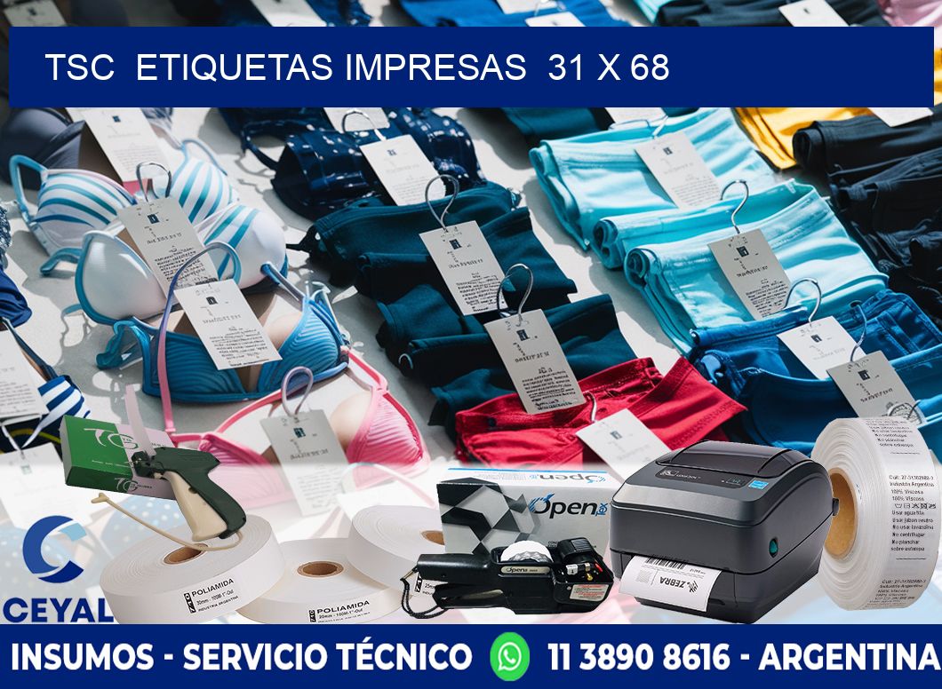 TSC  ETIQUETAS IMPRESAS  31 x 68