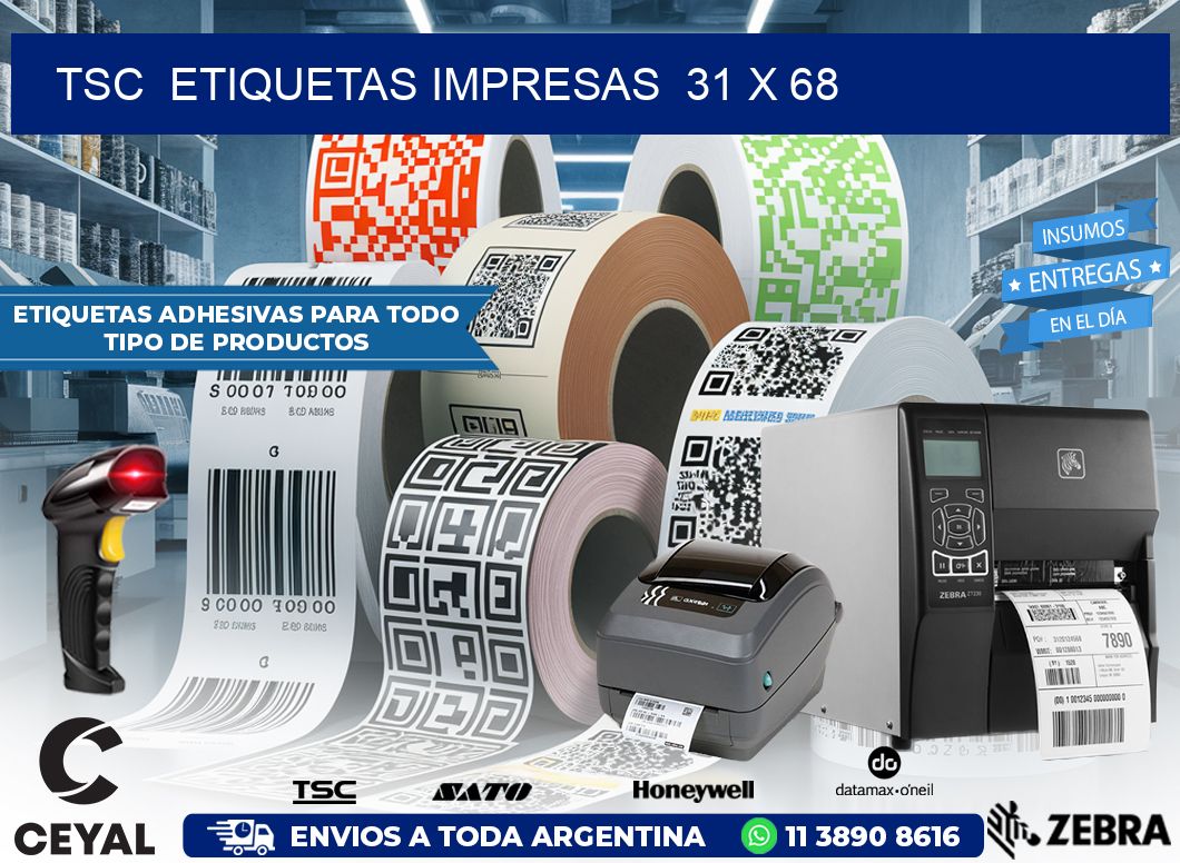 TSC  ETIQUETAS IMPRESAS  31 x 68