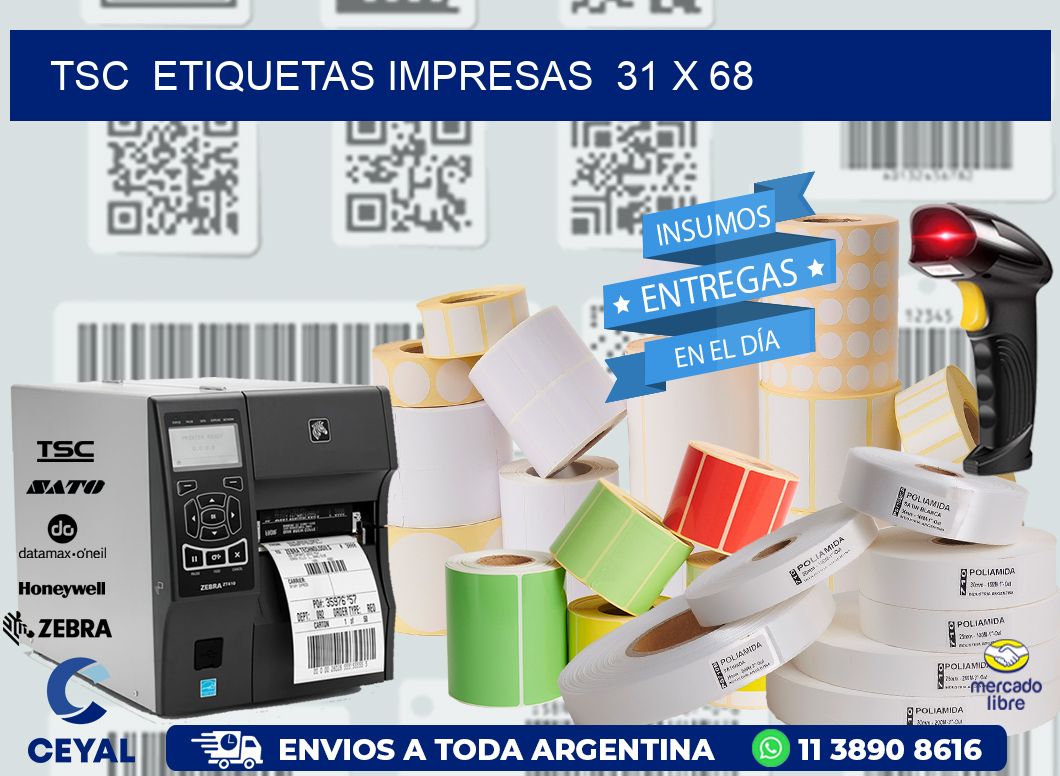 TSC  ETIQUETAS IMPRESAS  31 x 68