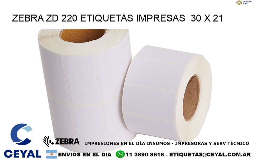 ZEBRA ZD 220 ETIQUETAS IMPRESAS  30 x 21