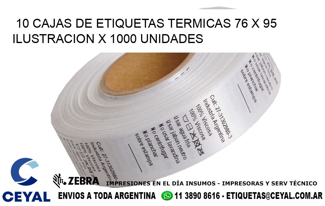 10 CAJAS DE ETIQUETAS TERMICAS 76 x 95 ILUSTRACION X 1000 UNIDADES