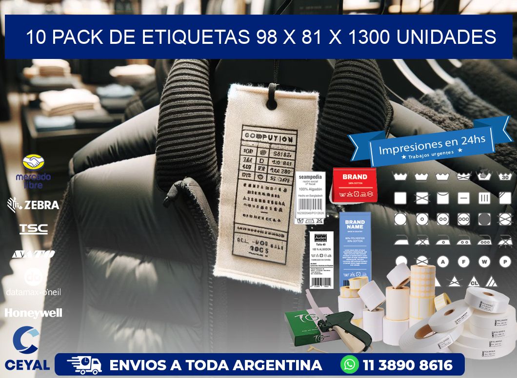 10 PACK DE ETIQUETAS 98 x 81 X 1300 UNIDADES