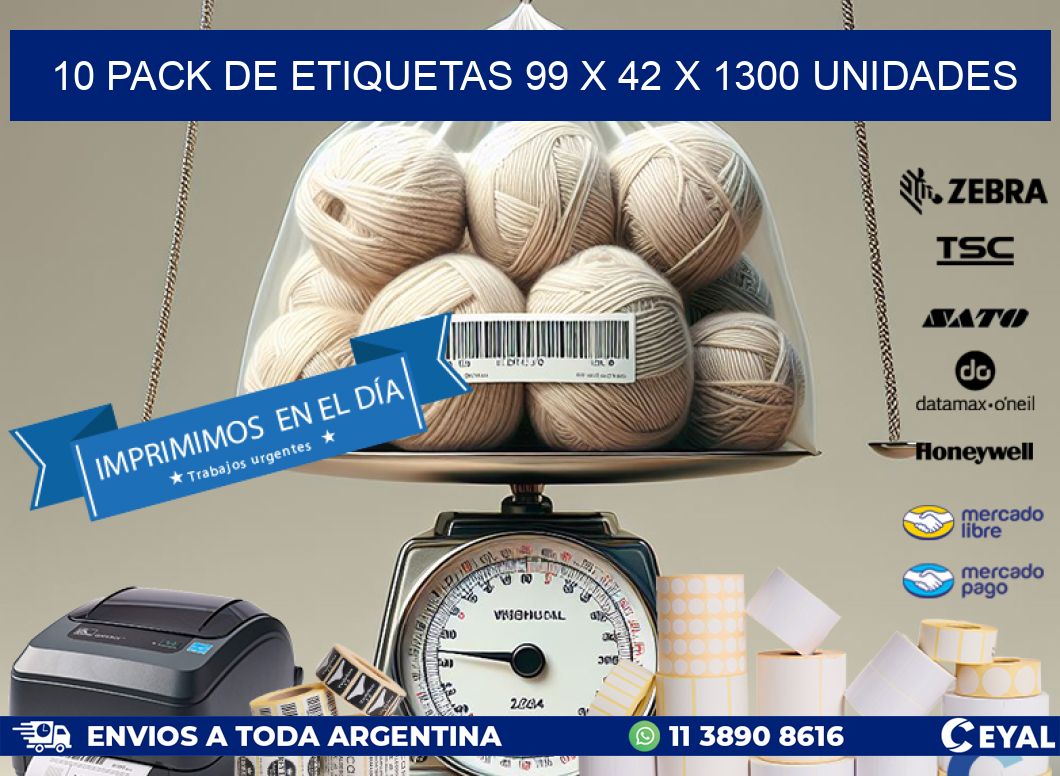 10 PACK DE ETIQUETAS 99 x 42 X 1300 UNIDADES