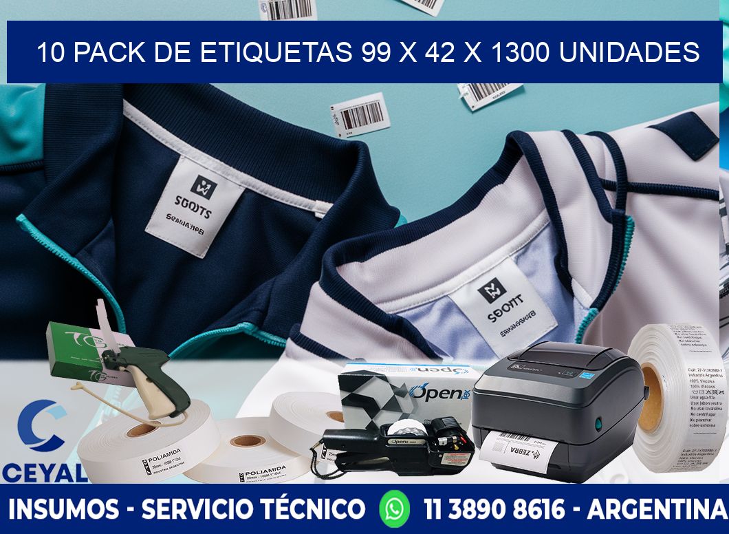 10 PACK DE ETIQUETAS 99 x 42 X 1300 UNIDADES