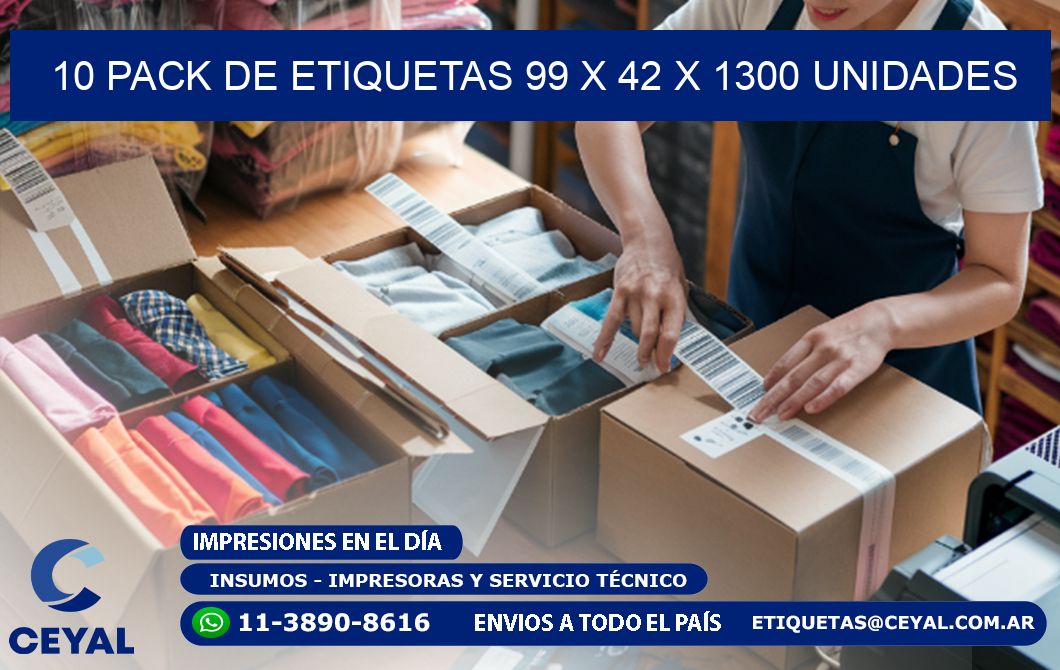 10 PACK DE ETIQUETAS 99 x 42 X 1300 UNIDADES