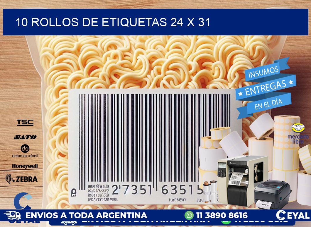 10 ROLLOS DE ETIQUETAS 24 x 31