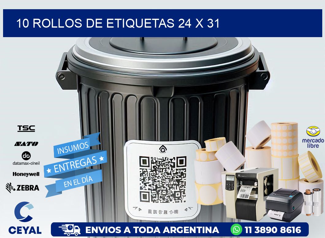 10 ROLLOS DE ETIQUETAS 24 x 31