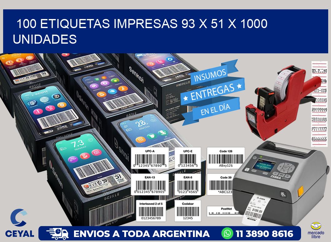 100 ETIQUETAS IMPRESAS 93 x 51 X 1000 UNIDADES