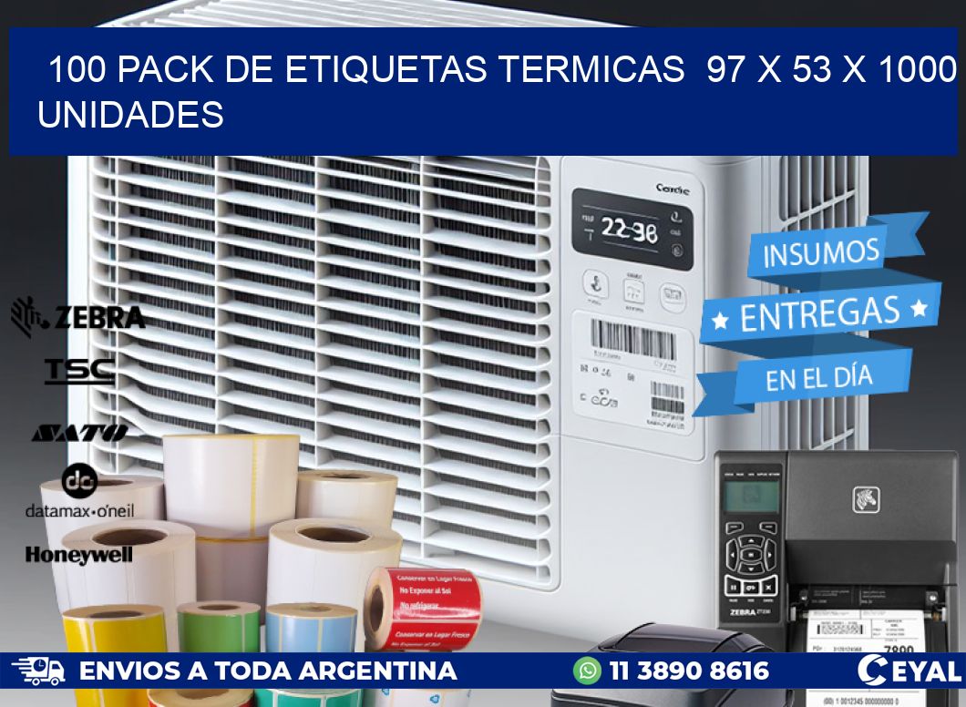 100 PACK DE ETIQUETAS TERMICAS  97 x 53 X 1000 UNIDADES