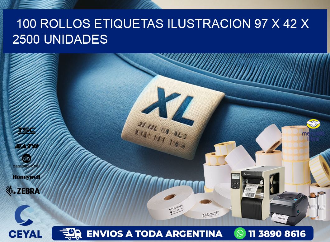 100 ROLLOS ETIQUETAS ILUSTRACION 97 x 42 X 2500 UNIDADES