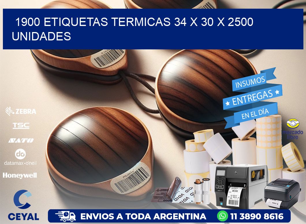 1900 ETIQUETAS TERMICAS 34 x 30 X 2500 UNIDADES