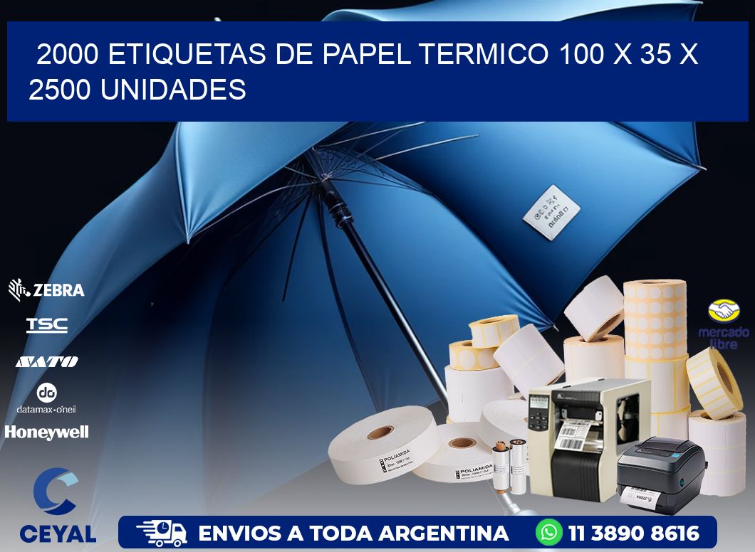 2000 ETIQUETAS DE PAPEL TERMICO 100 x 35 X 2500 UNIDADES