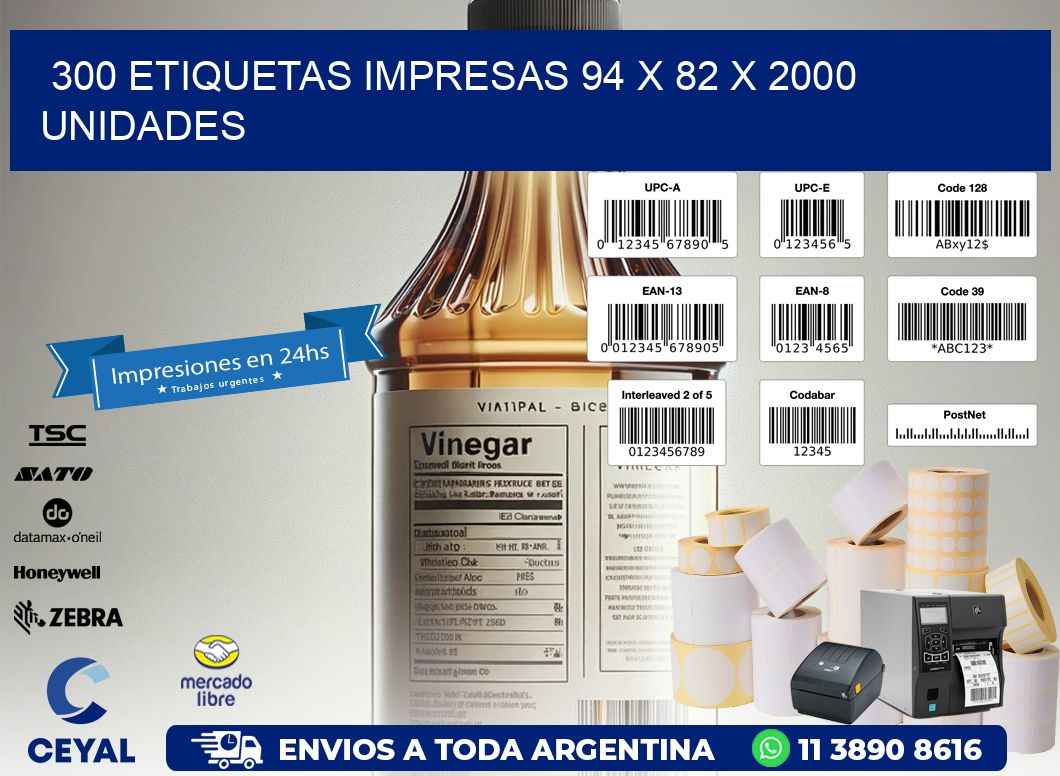 300 ETIQUETAS IMPRESAS 94 x 82 X 2000 UNIDADES